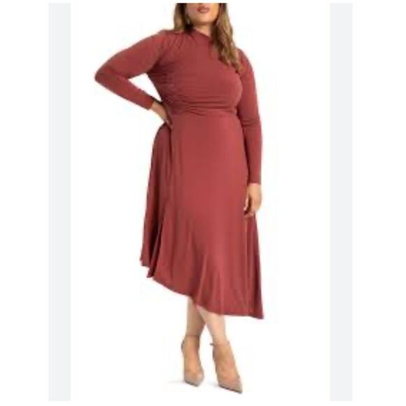 Eloquii Asymmetrical Long Sleeve Midi Dress NEW Plus Size 18 - Picture 1 of 9